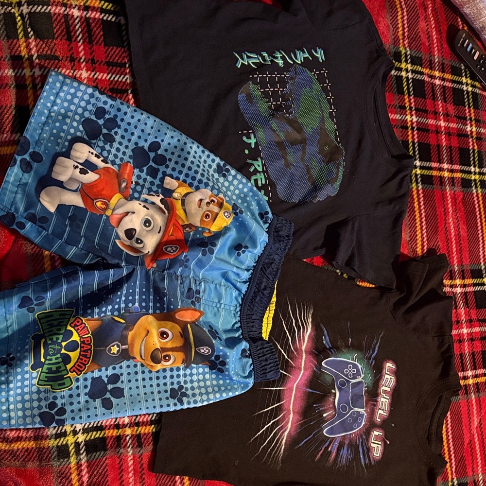 Kids shirts and Paw Patrol Swim Trunk